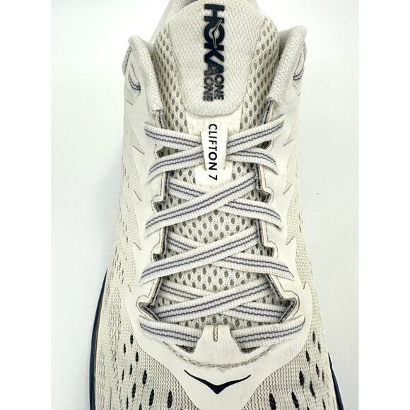 Hoka One One Clifton 7 Men Running Shoe/Sneaker Size 11 Off-White Gold Navy Gym main image 11